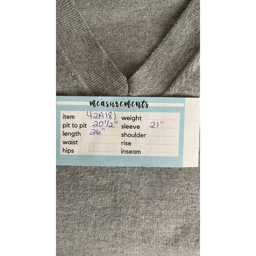 Banana Republic Womens Gray V-Neck Sweater S 55% Cotton 40% Nylon 5% Cashmere - Picture 11 of 13